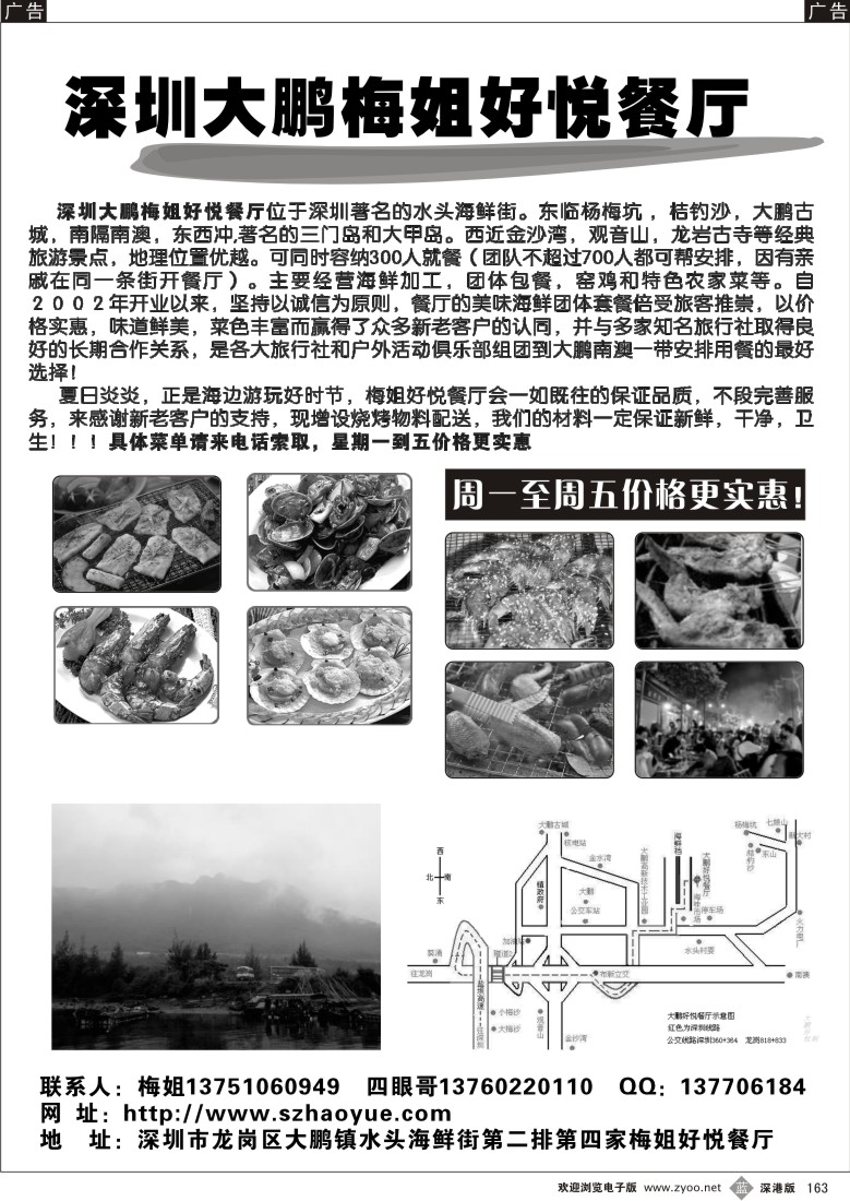 b黑163  深圳大鹏梅姐好悦餐厅163