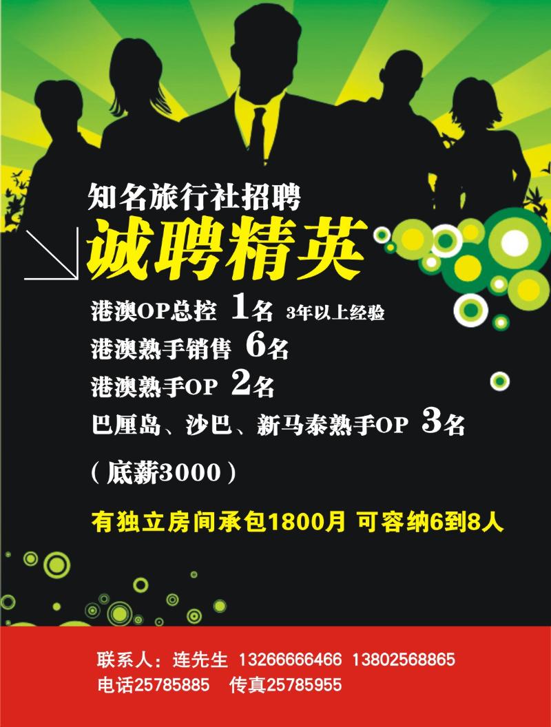 b0  知名国际旅行社招聘拉页右