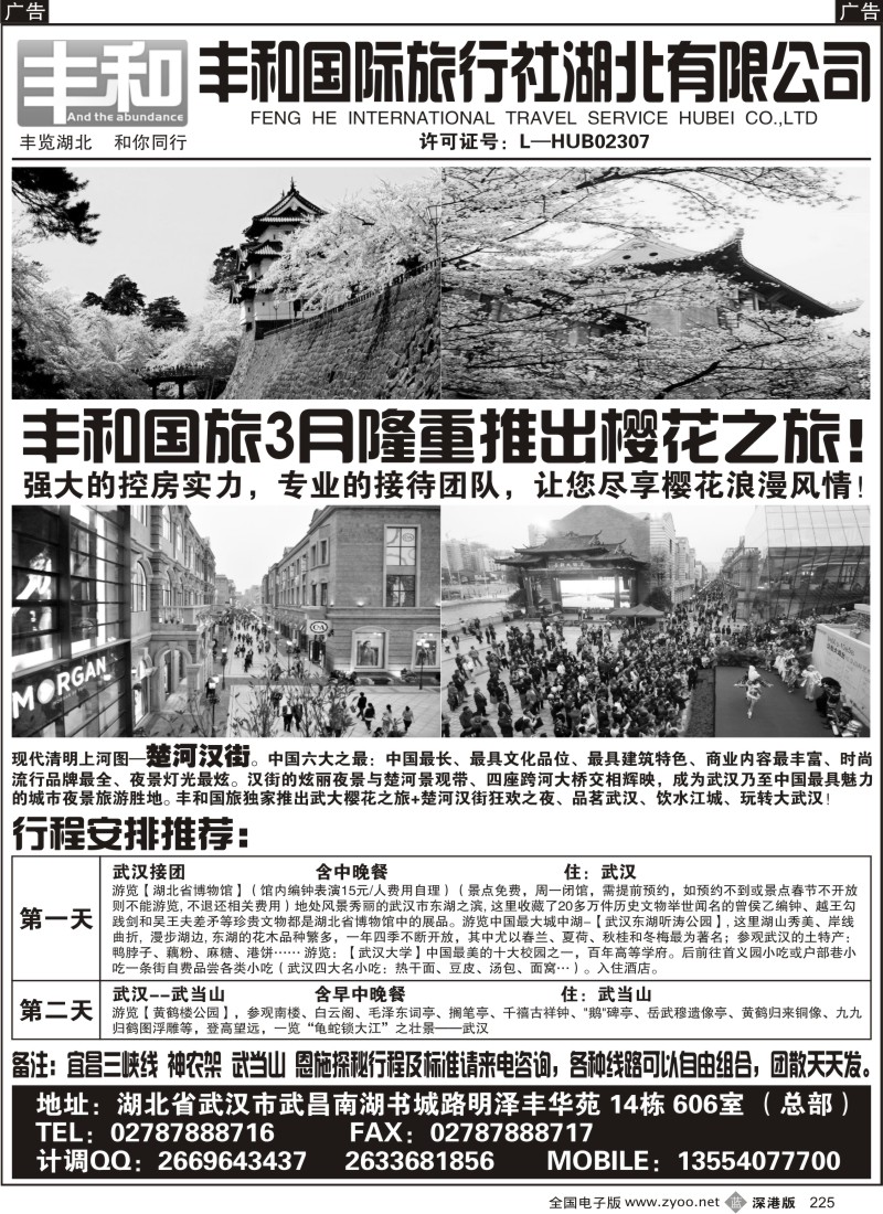b黑225  丰和国际旅行社湖北有限公司