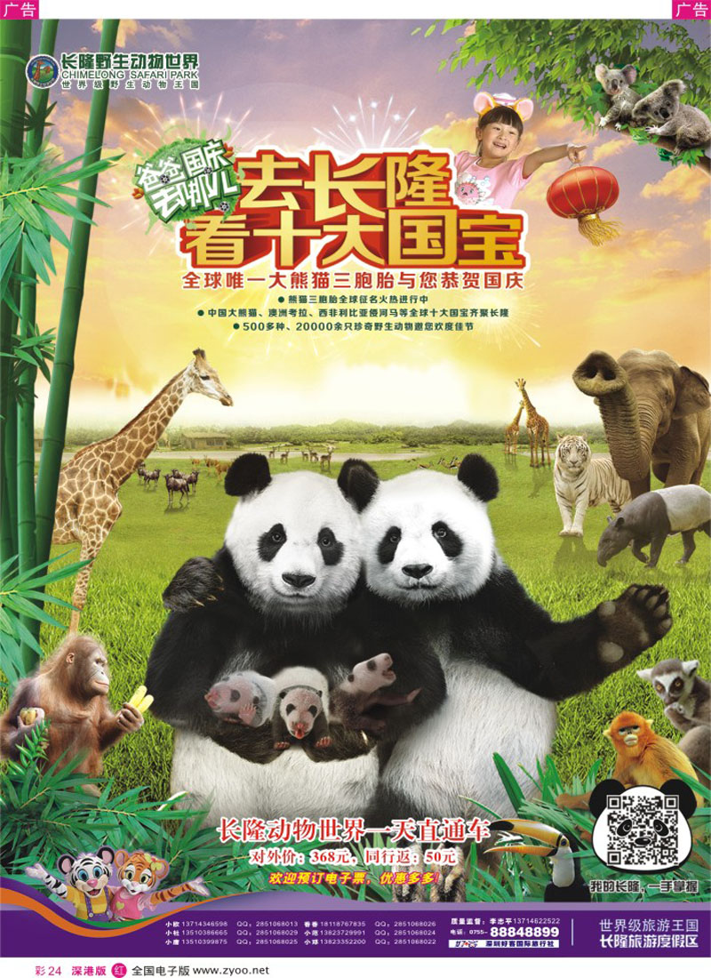 r彩024  长隆野生动物园，长隆各景区门票、深圳门票、欢乐谷、东部酒店预订(李志平)  