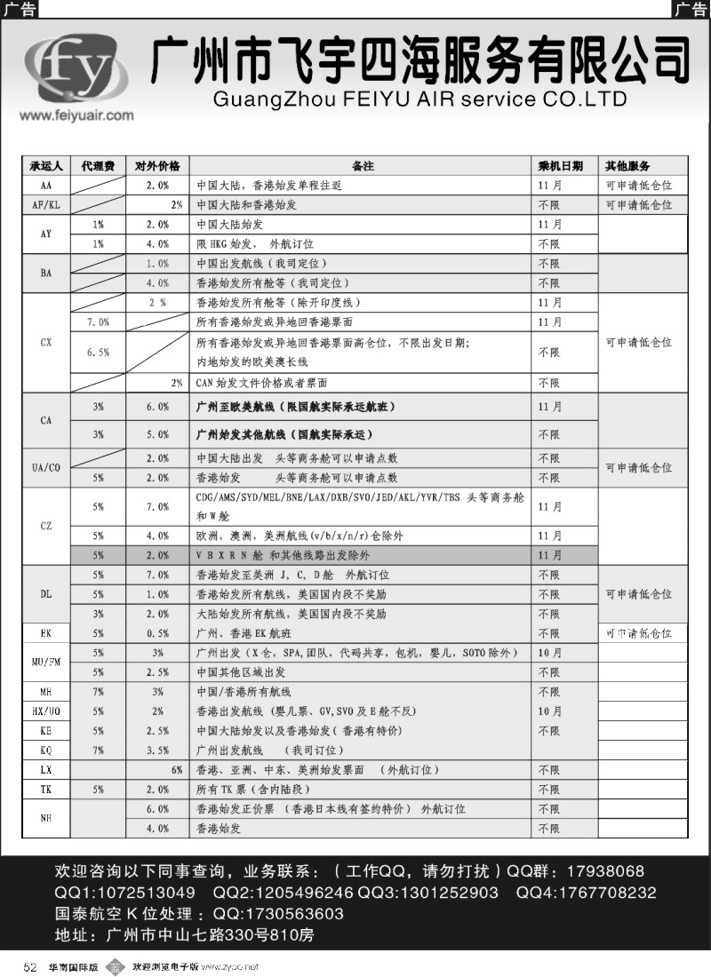 b052 广州飞宇国际机票