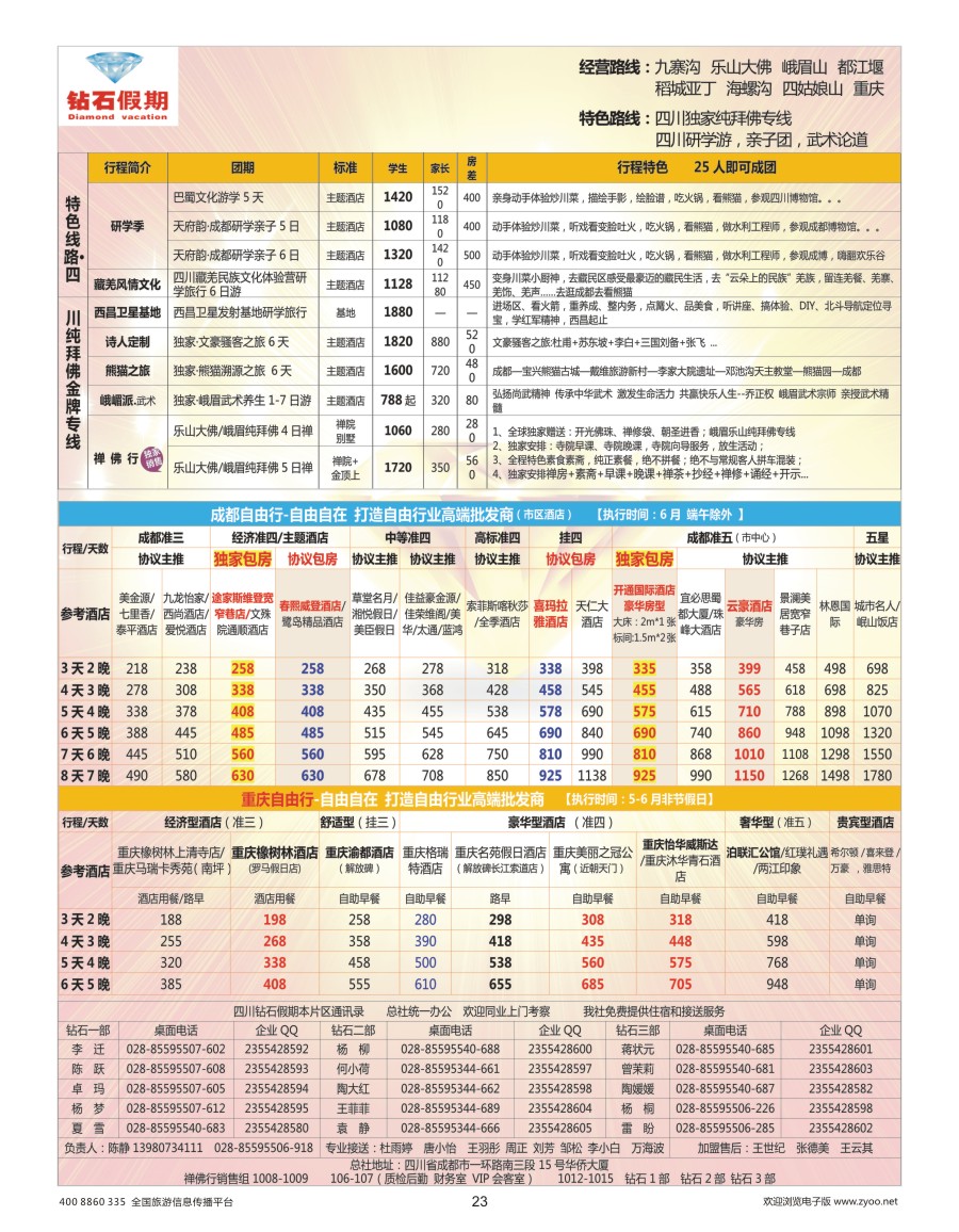 四川  r彩023  钻石假期—四川省中国旅行社（总社）川西环线特色高端线路