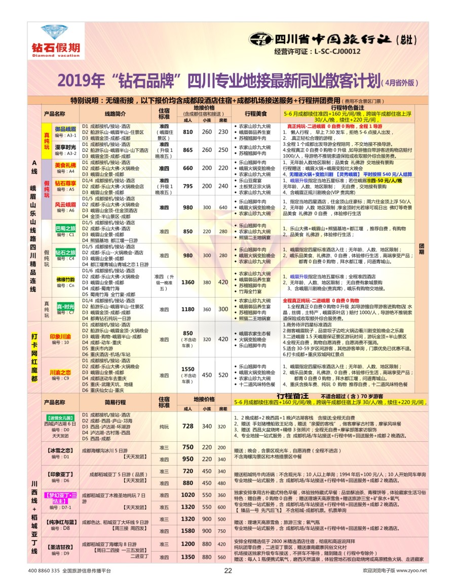 22    钻石假期—四川省中国旅行社（总社）峨眉山乐山金牌专线
