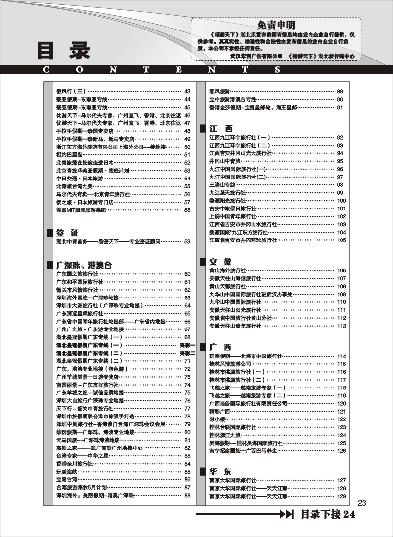 23《畅游天下》湖北版目录