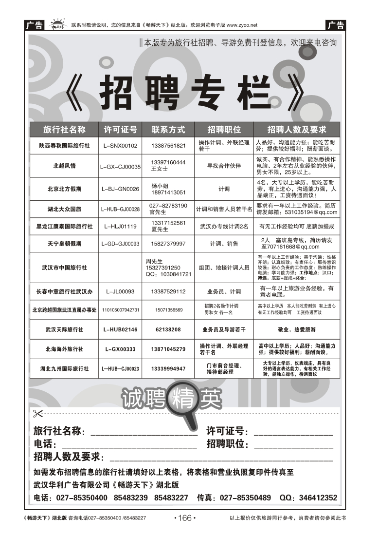 166旅行社招聘