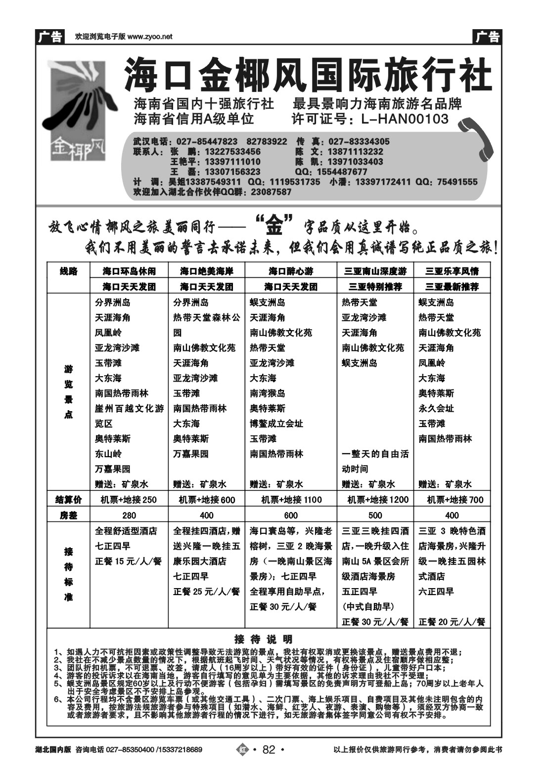 477AA2082海口金椰风国际旅行社