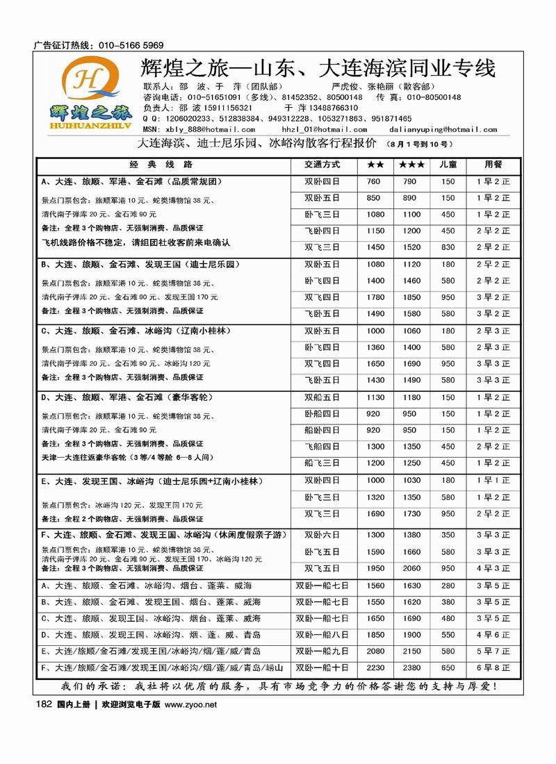 辉煌之旅-山东、大连海滨专线（第九位（在大连加目录）1