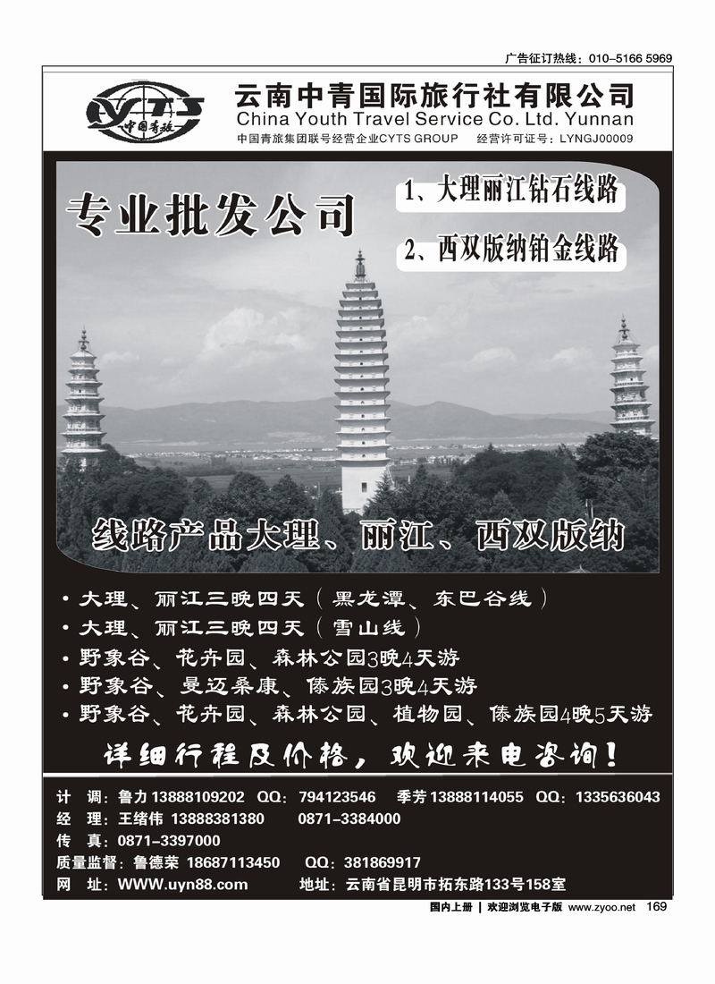 云南中青国际旅行社—昆大丽专线