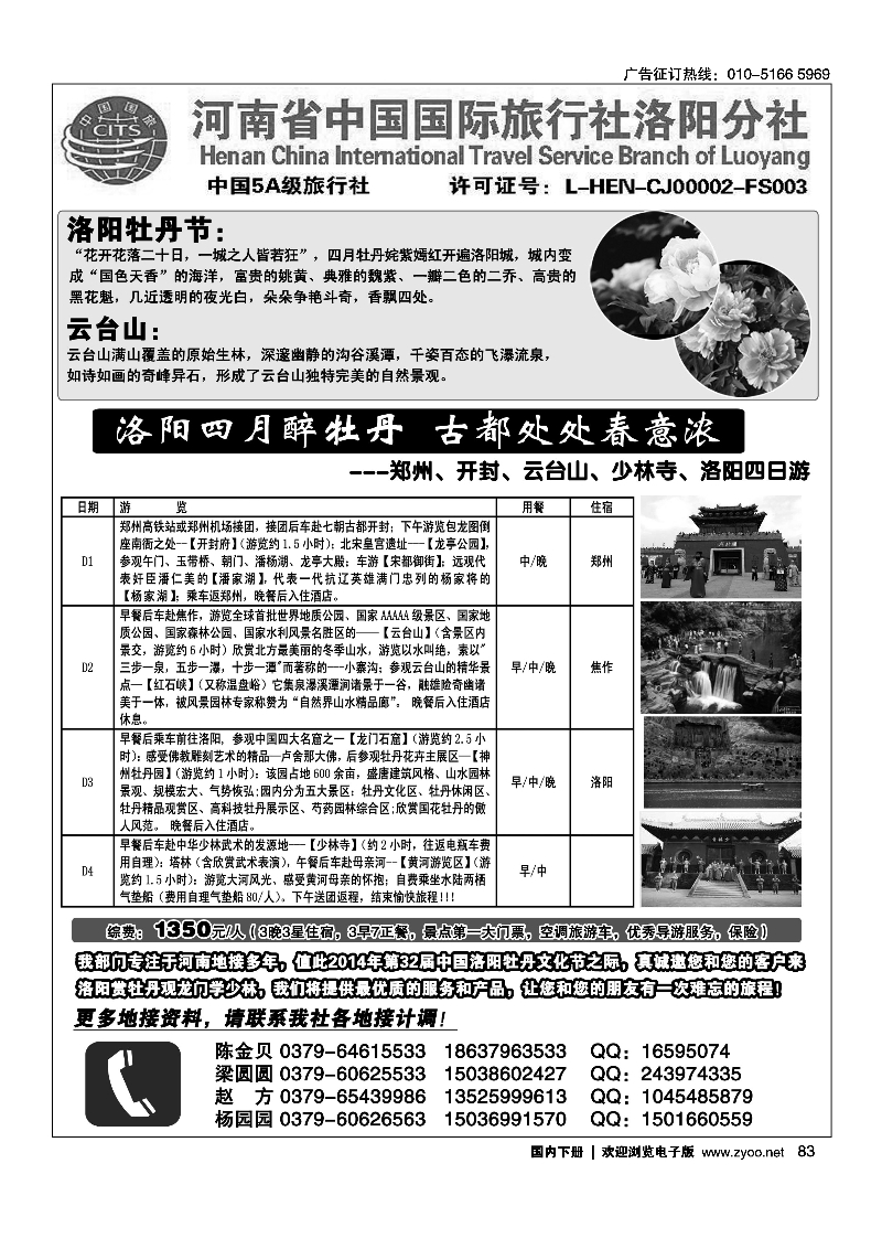 黑83河南省中国国际旅行社洛阳分社