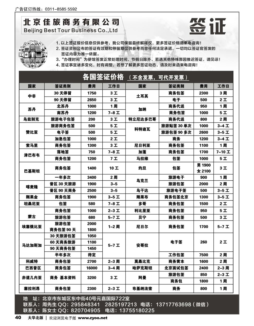 40 佳旅商务旅游各国签证