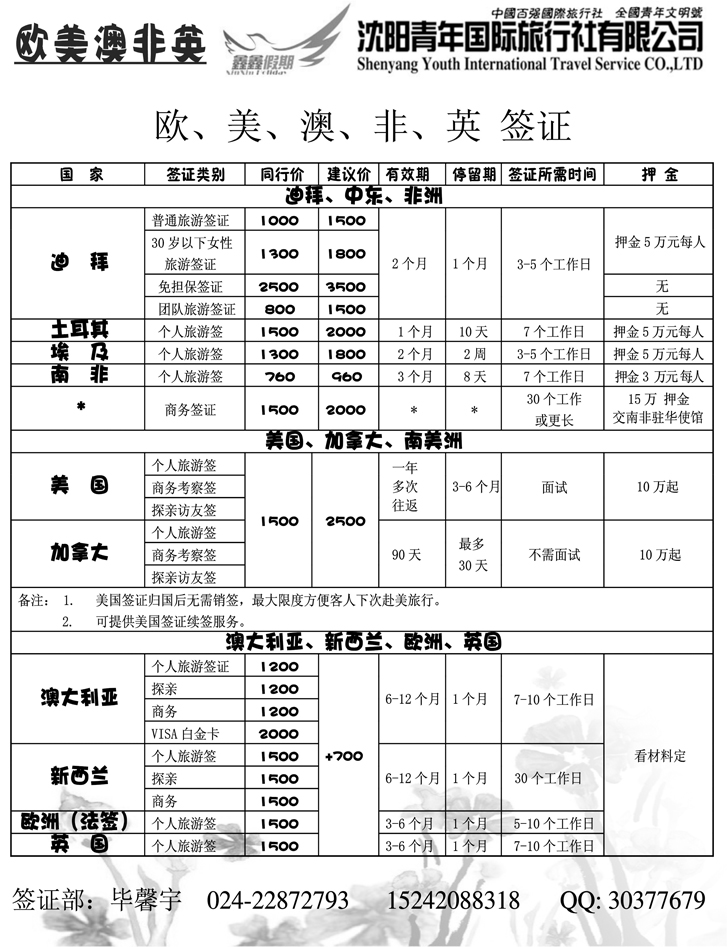 沈阳青年国际旅行社—欧美澳非英cdr