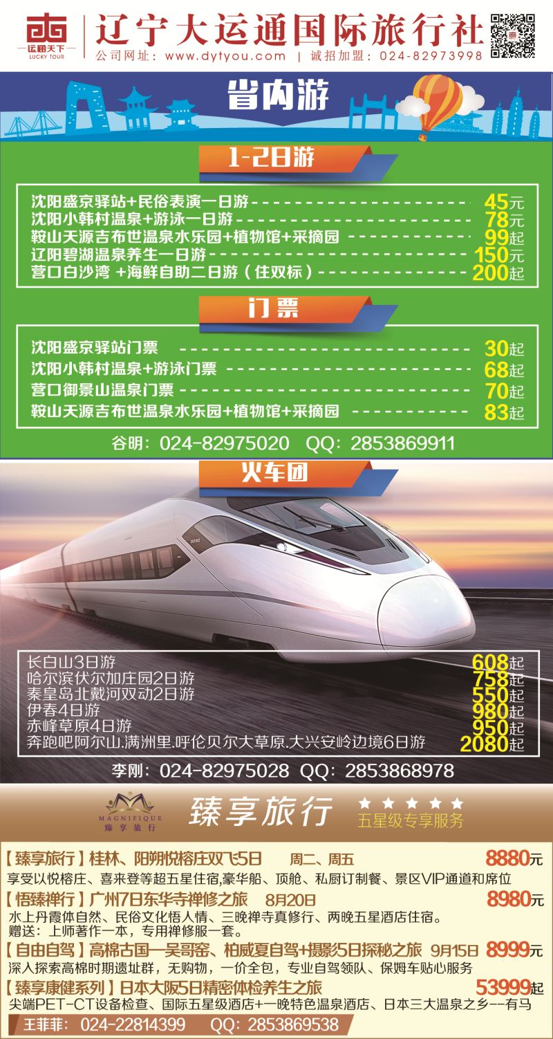 辽宁大运通国旅蓝版侧条+刊花