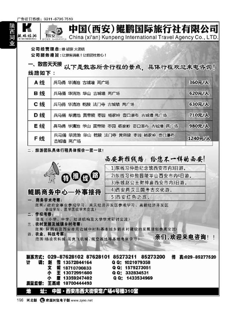 196  西安鲲鹏国际旅行社