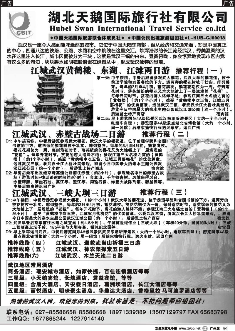 r091 湖北天鹅国际旅行社有限公司
