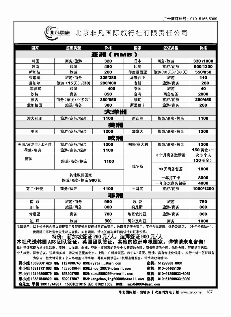 非凡国旅签证部