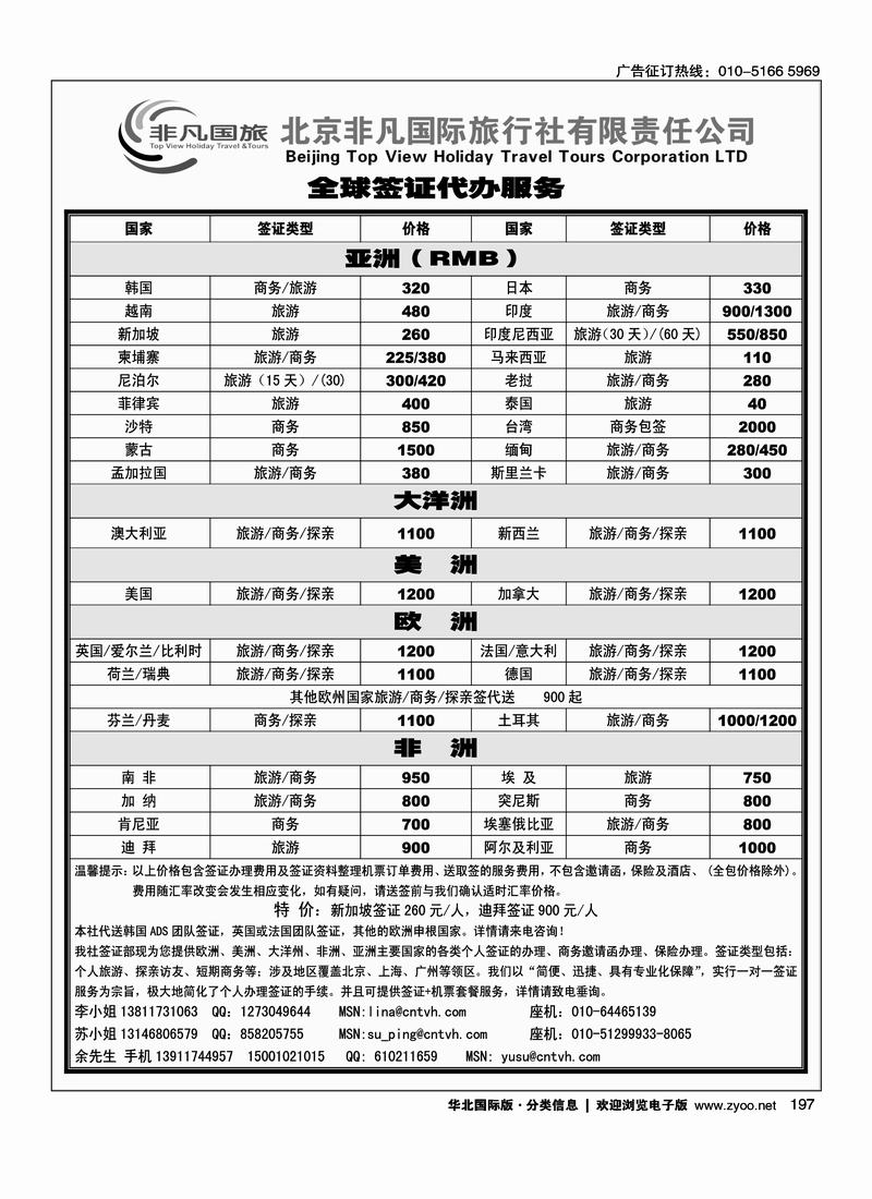 非凡国旅签证部
