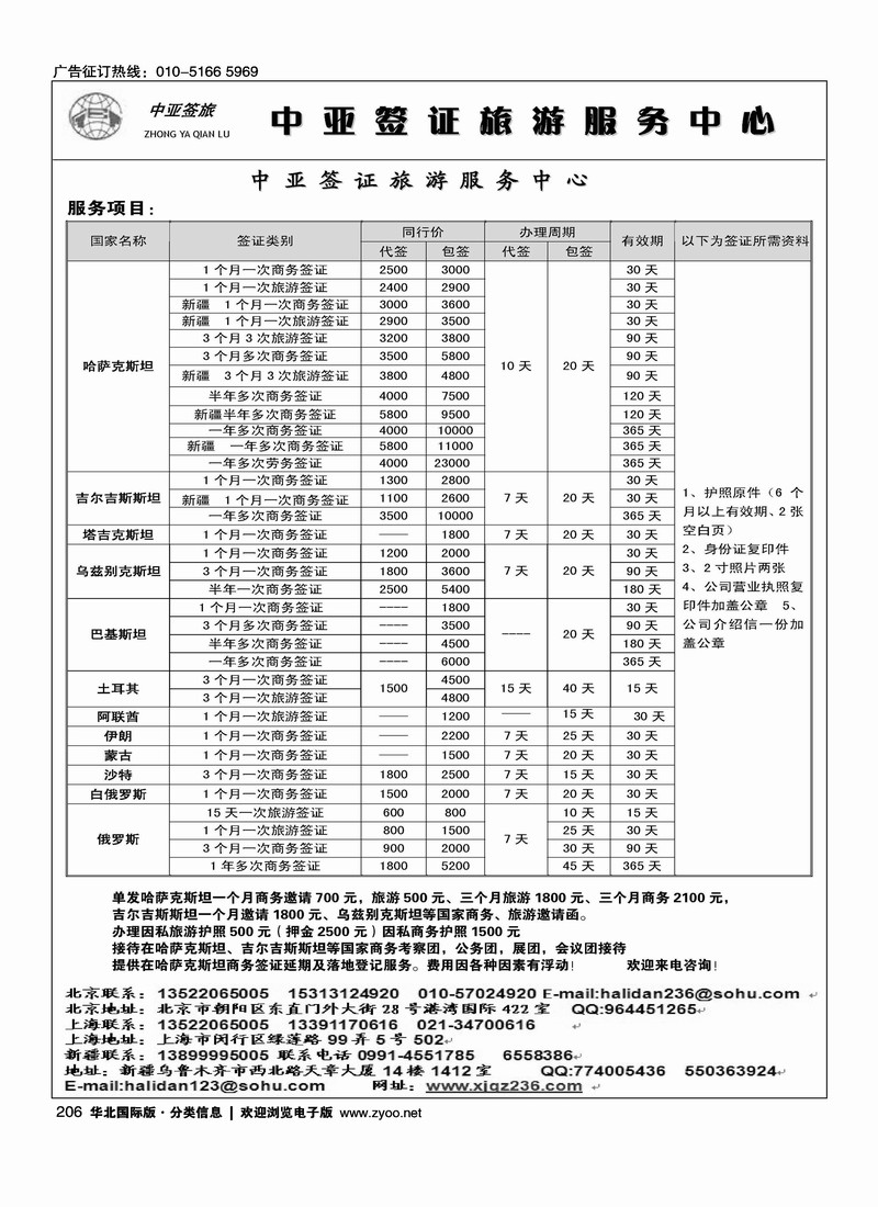 中亚旅游签证中心