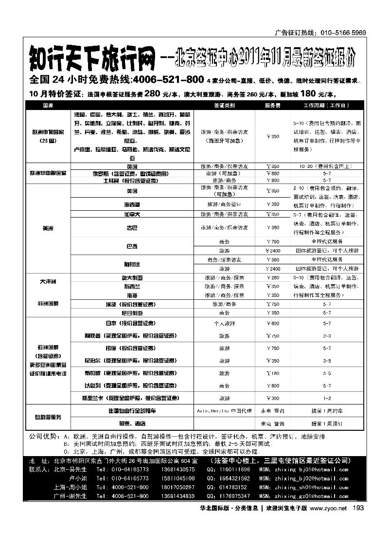 中北国旅·特价签证系列