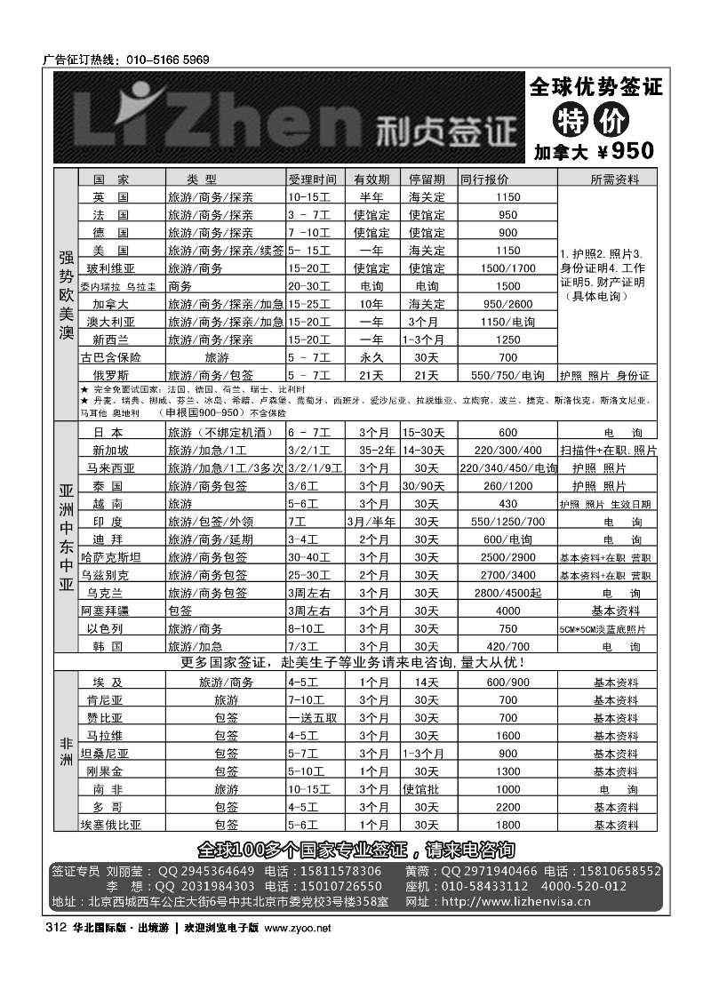 312利贞签证：各国优势签证