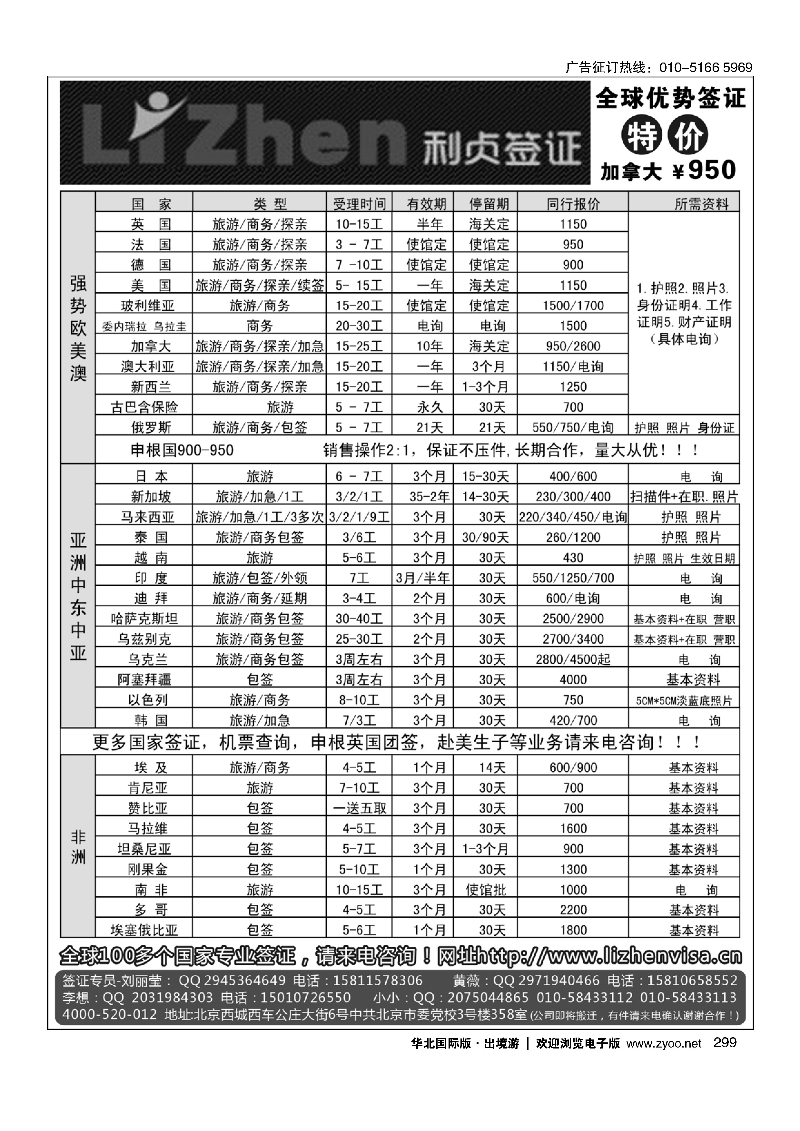 299利贞签证：各国优势签证