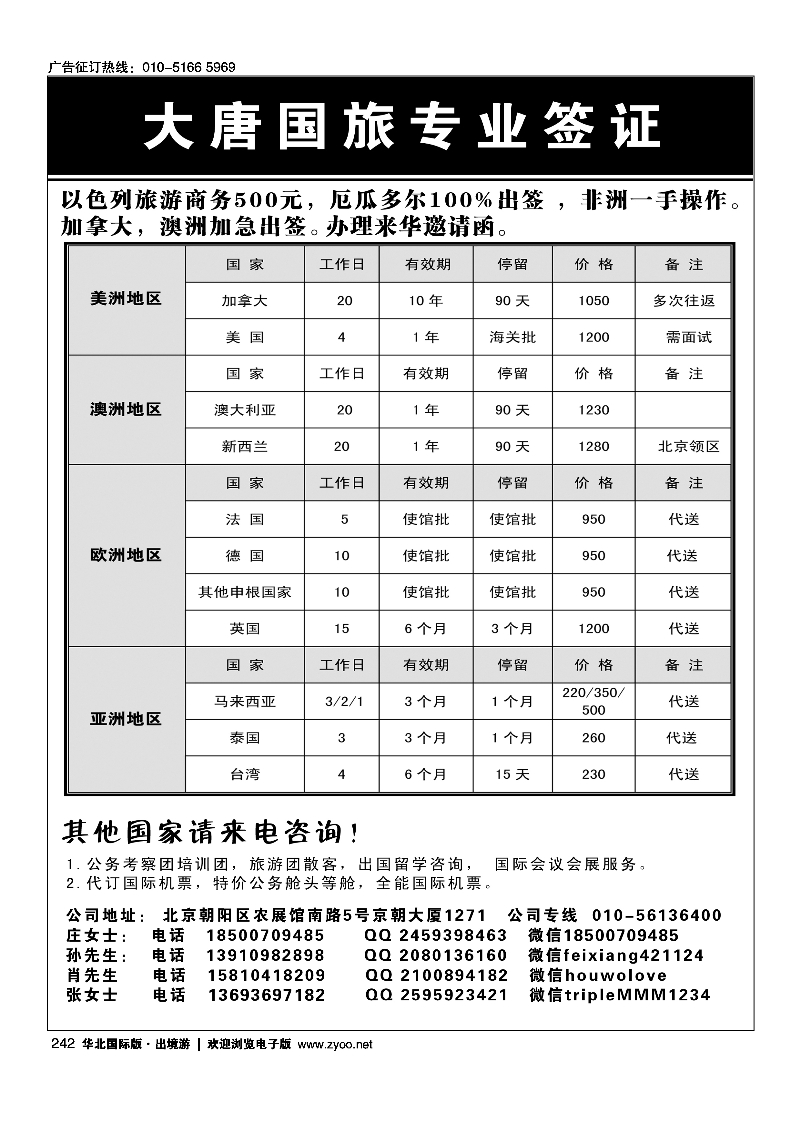 242专业签证