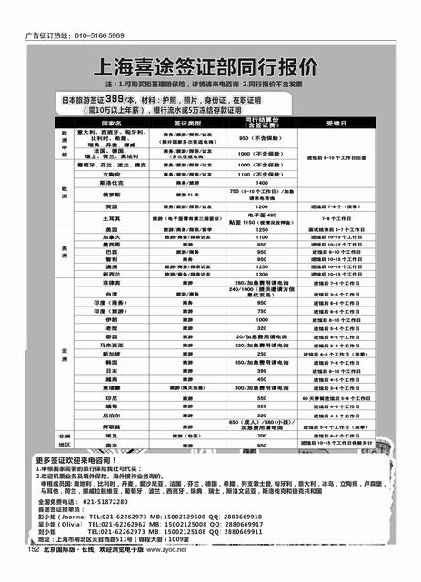 152上海喜途签证
