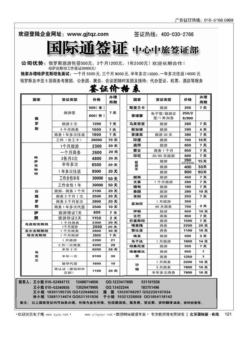 121国际通签证—中旅签证部