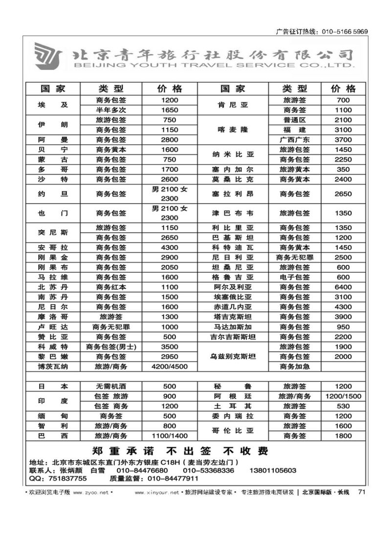 71北青旅签证部
