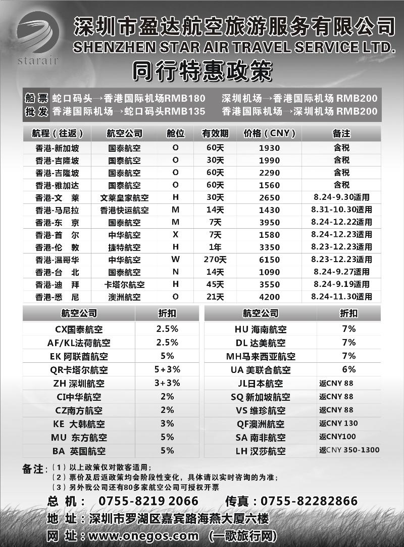 盈达航空旅游——国际机票