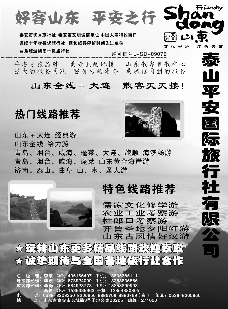 泰山平安国际旅行社有限公司