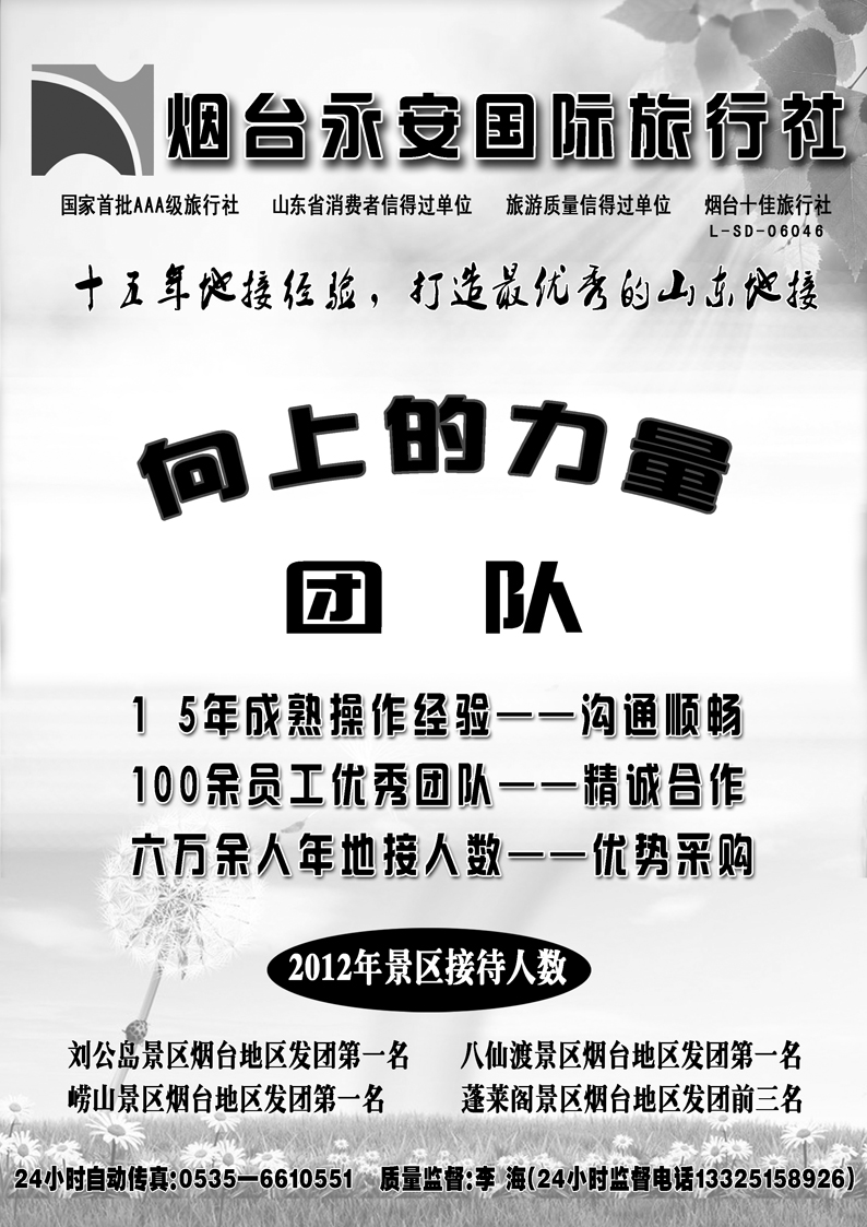I蓝黑26  山东烟台永安国际旅行社1