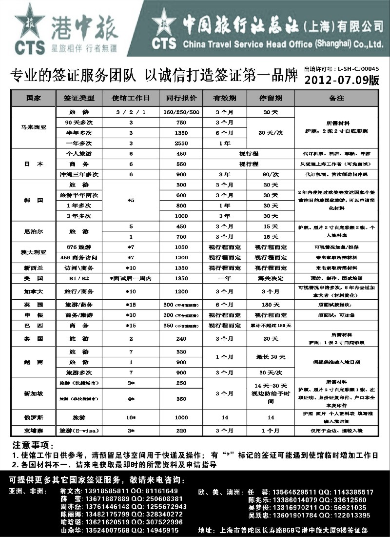 a11 港中旅旗下中旅总社签证服务