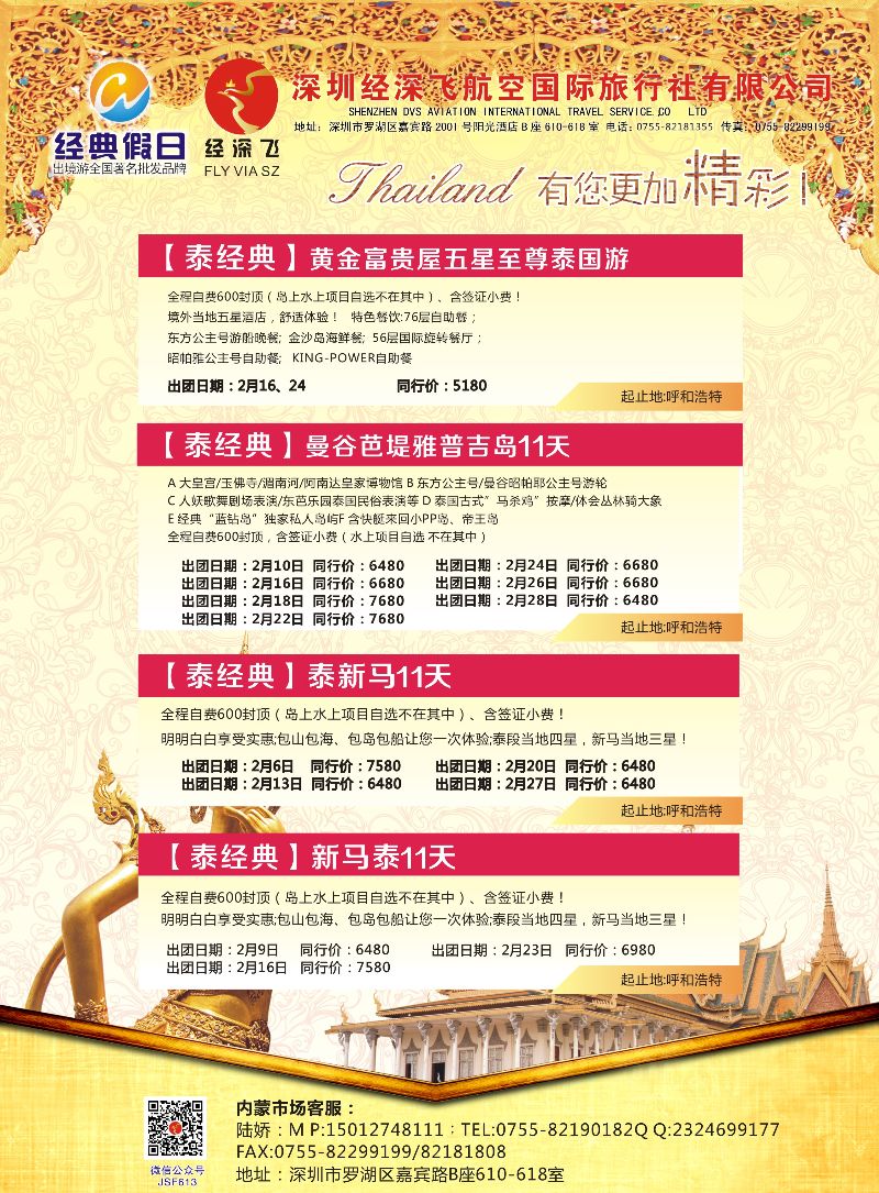 沈508期 深圳经深飞航空国际旅行社—东南亚计划  内蒙1