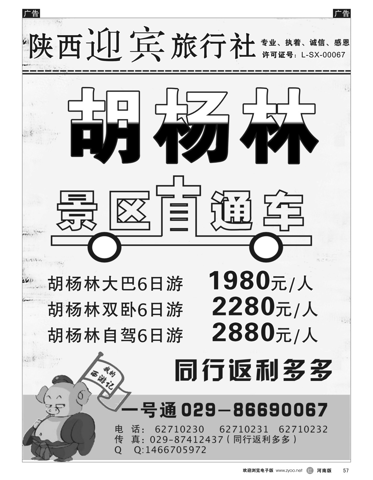r黑057  陕西迎宾旅行社-胡杨林-景区直通车