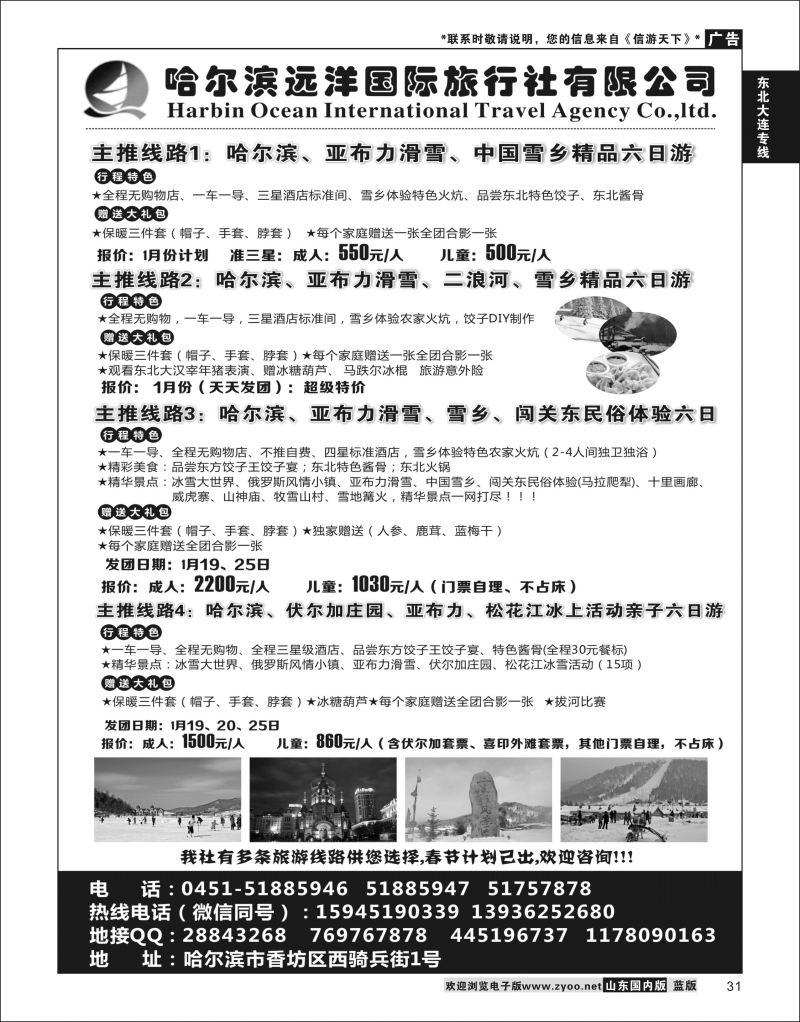 P31 哈尔滨远洋国际旅行社有限公司    东北大连专线