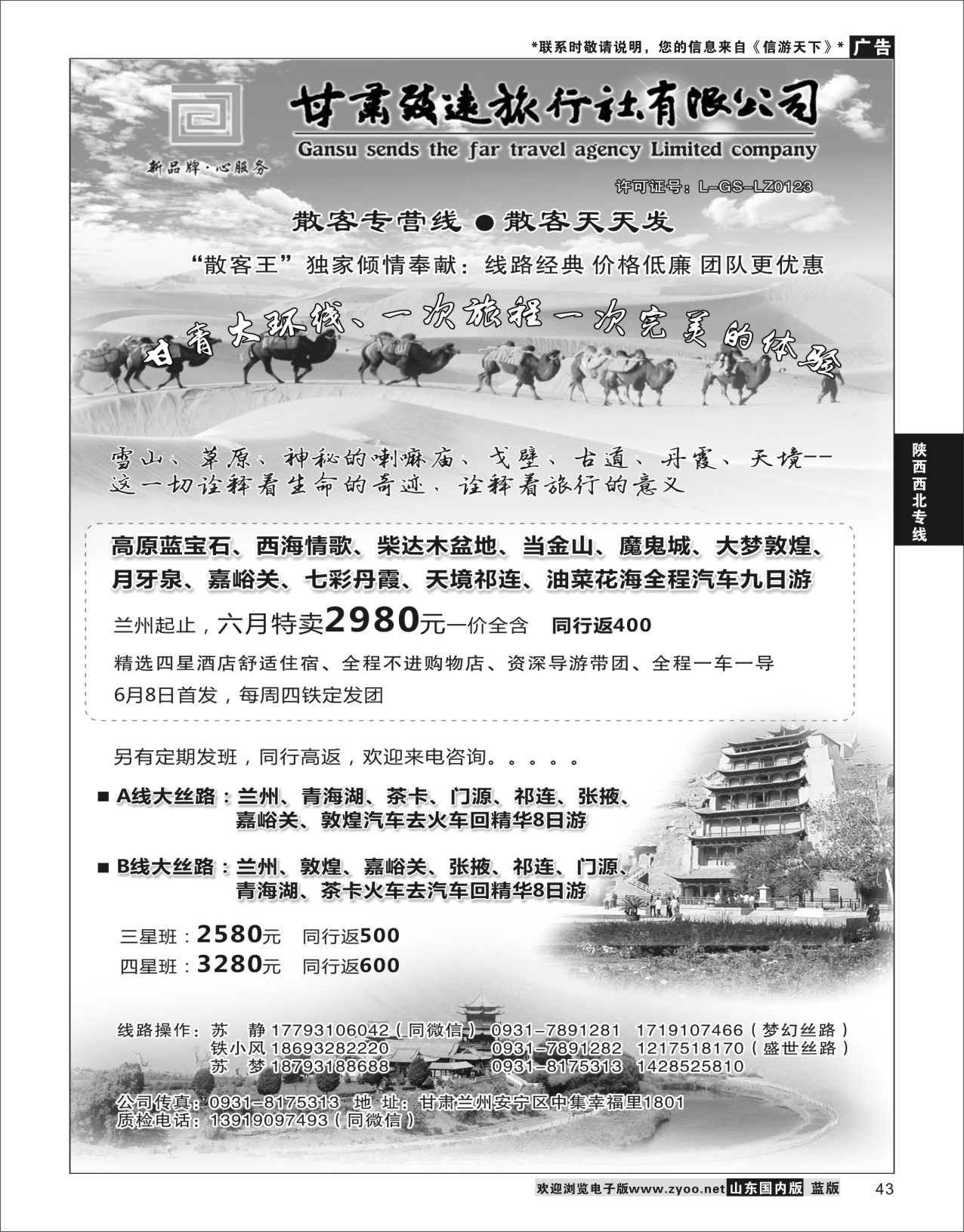 P43 西北地接--甘肃致远旅行社有限公司  陕西西北专线