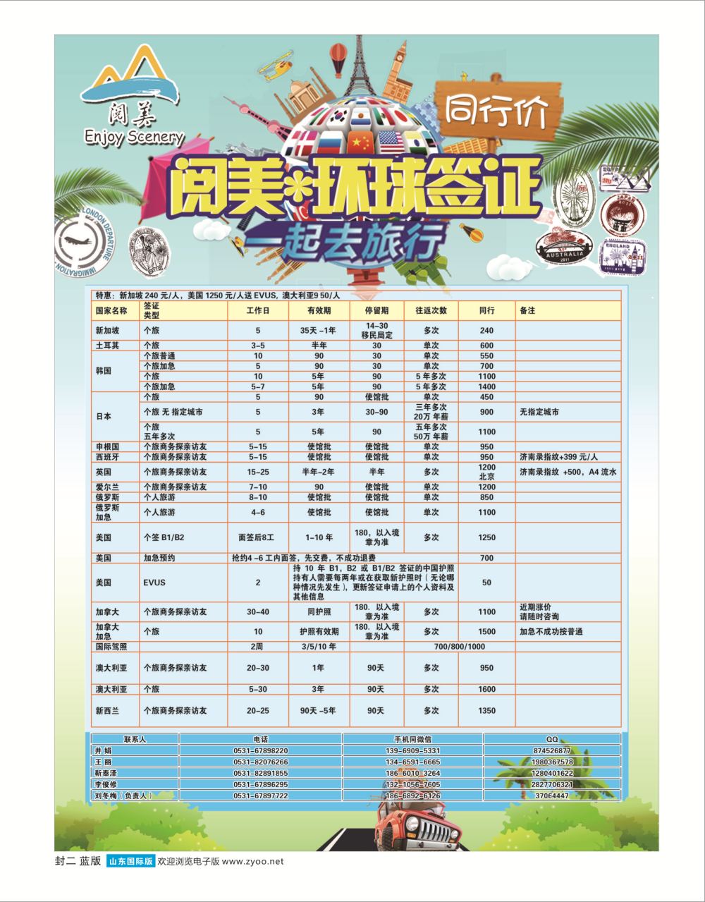 国际封二 阅美环球签证