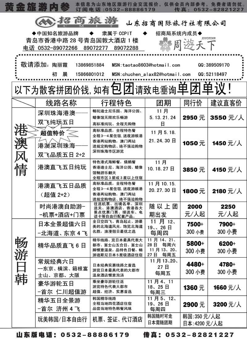 BP12山东招商国际旅行社—周游天下