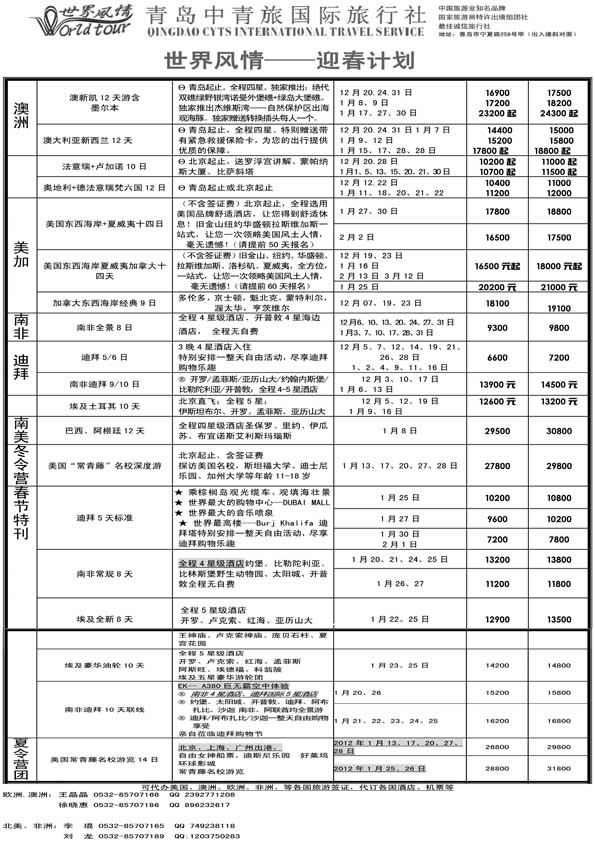 BP17世界风情—青岛中青旅