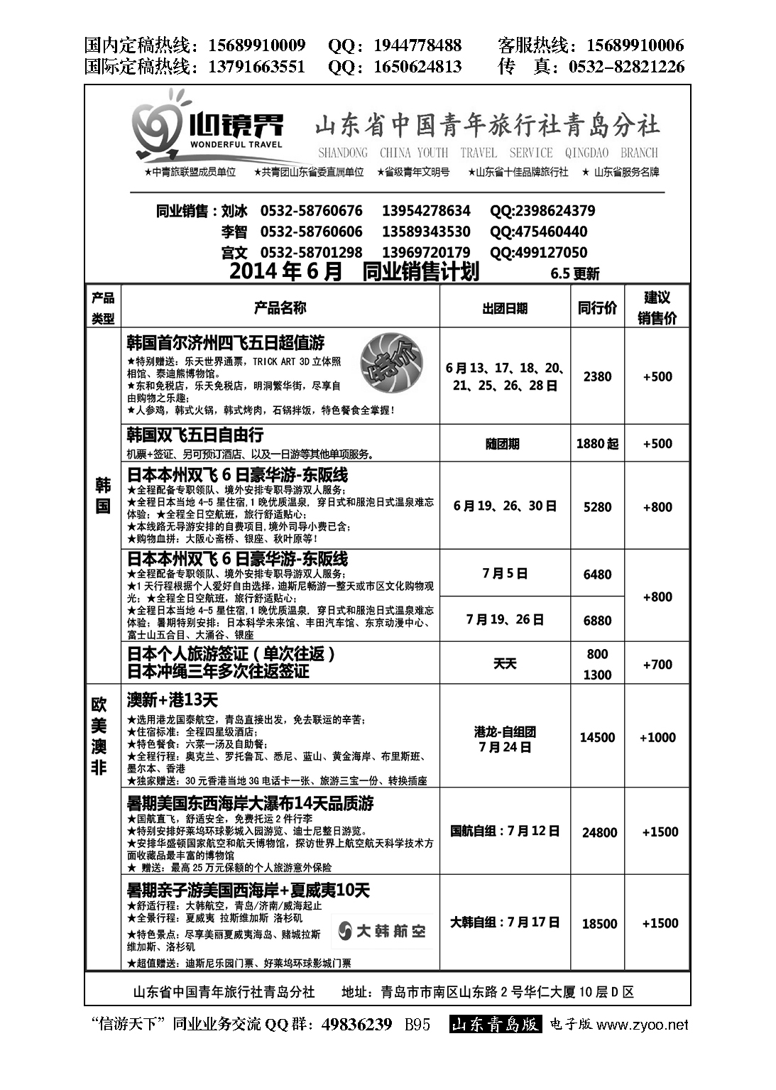B黑095山东省中国青年旅行社青岛分社