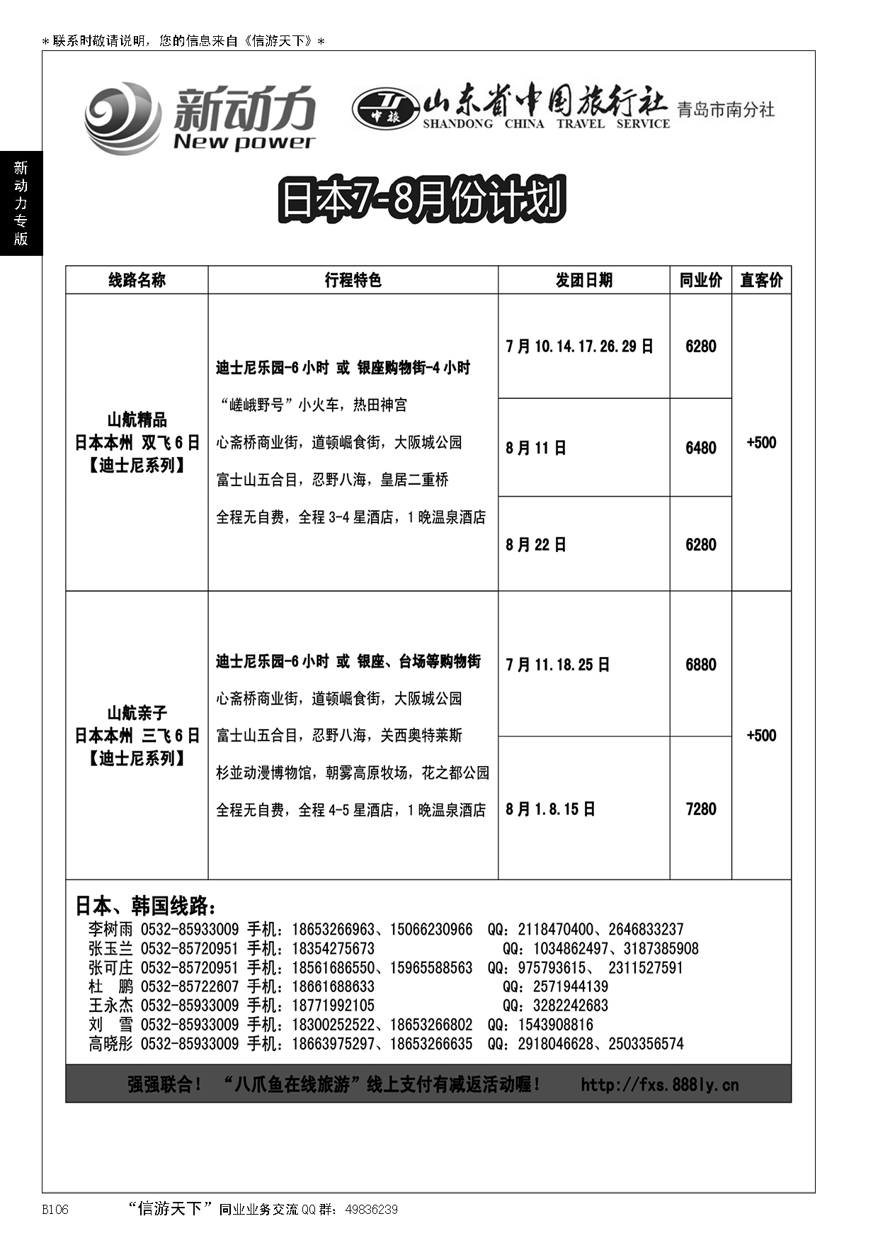 B黑106山东省中国旅行社青岛市南分社-新动力