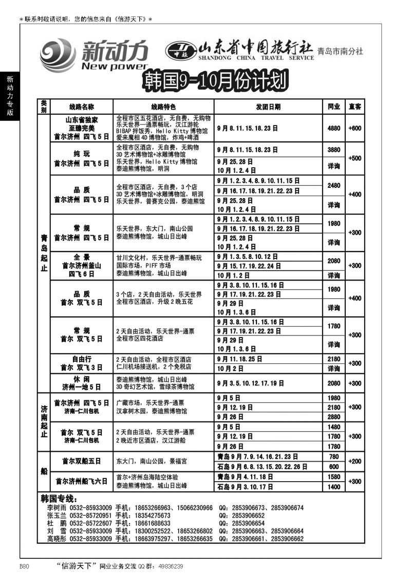 B黑080山东省中国旅行社青岛市南分社-新动力