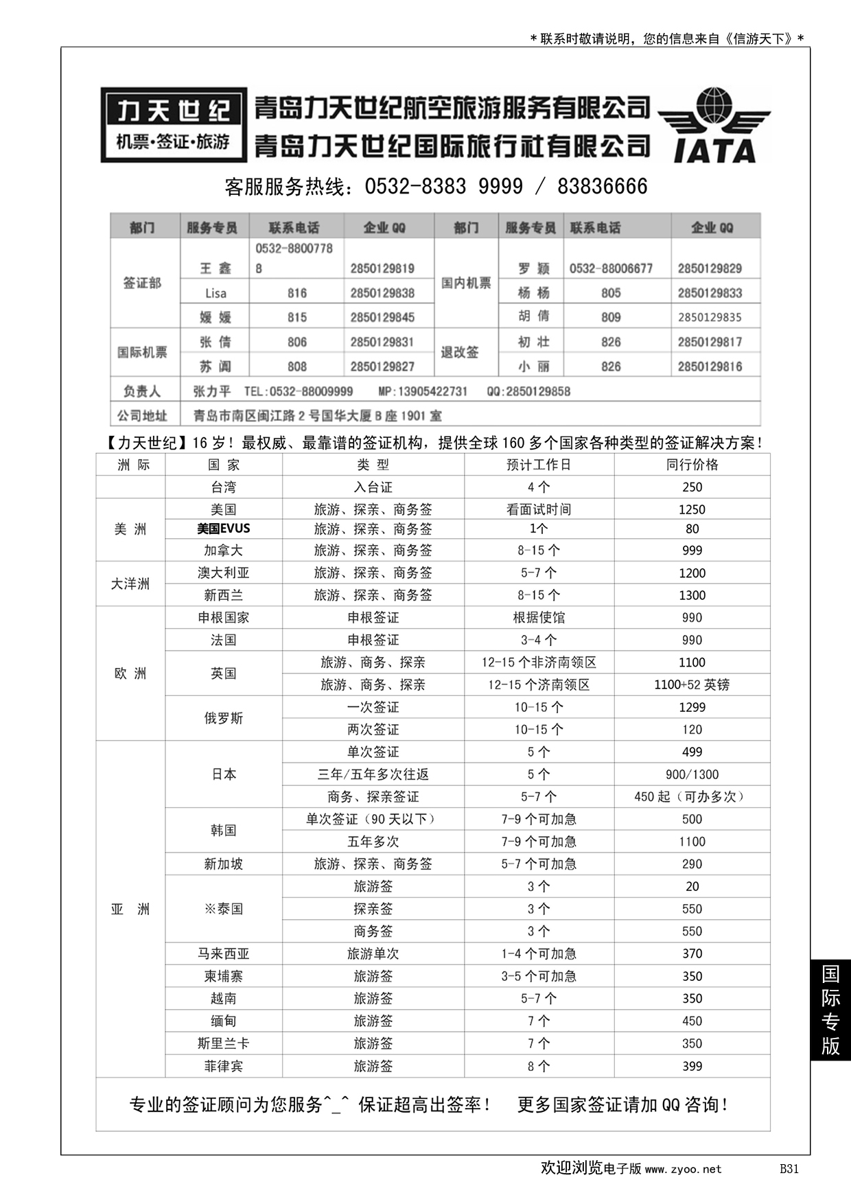 031 力天世纪航空——全球160国家签证