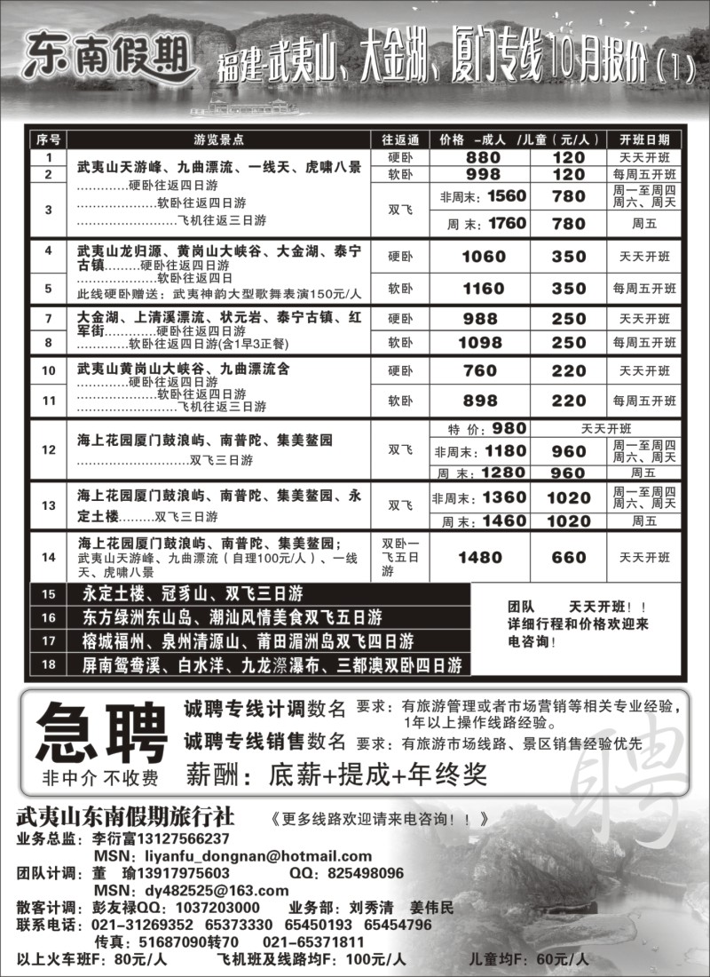 s12 东南假期--福建专线