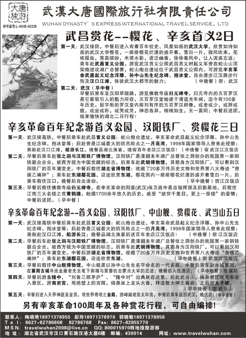 s41 武汉大唐国际旅行社有限责任公司