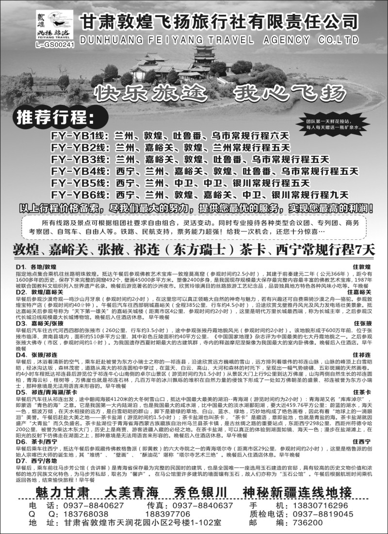 n117敦煌飞扬旅行社有限责任公司｛03043｝