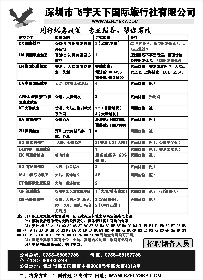 b93 深圳飞宇天下商务特惠国际机票