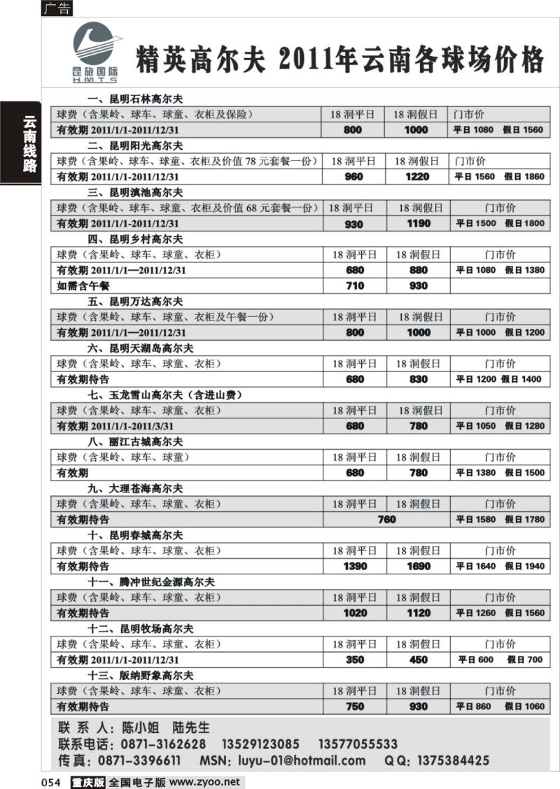 054 318期 昆旅国际-高尔夫