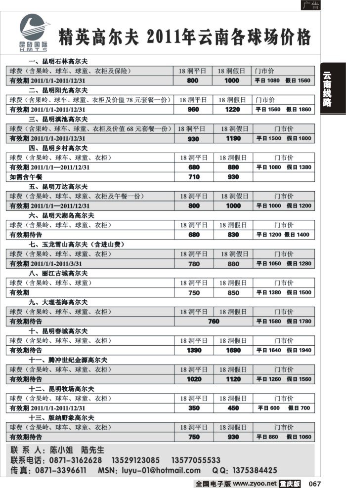067 319期 昆旅国际-高尔夫