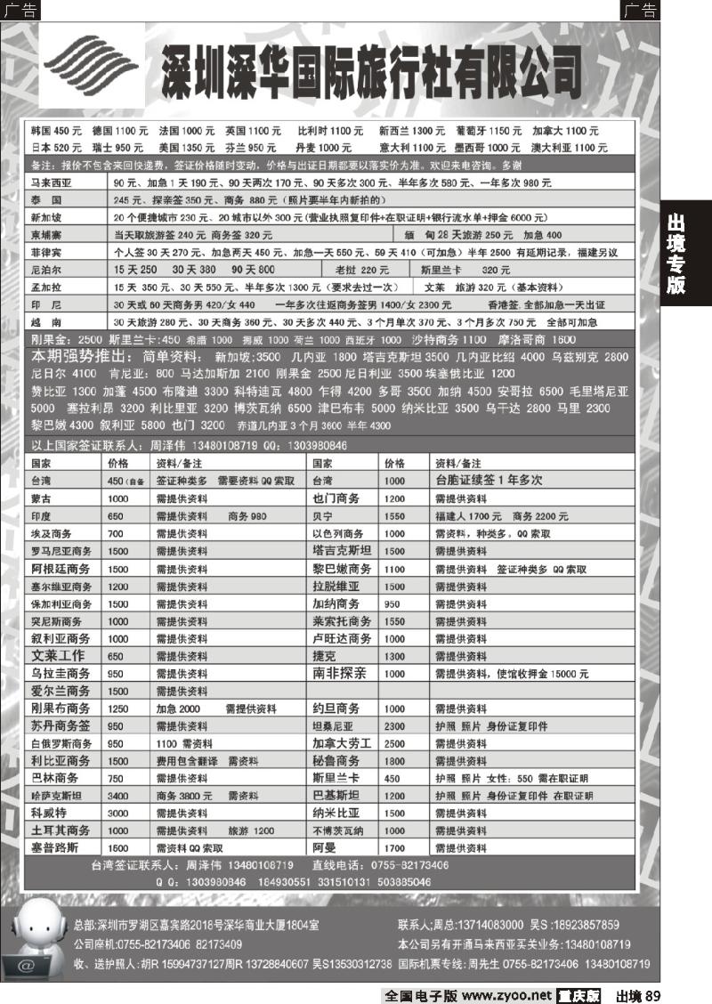 89  深华国旅签证